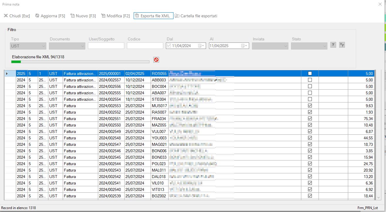 Esporta XML